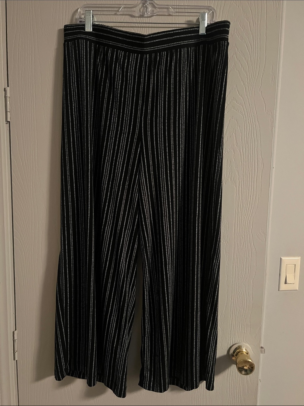 Adrianna Papell Black Wide-Leg Pinstripe Pants Size XL